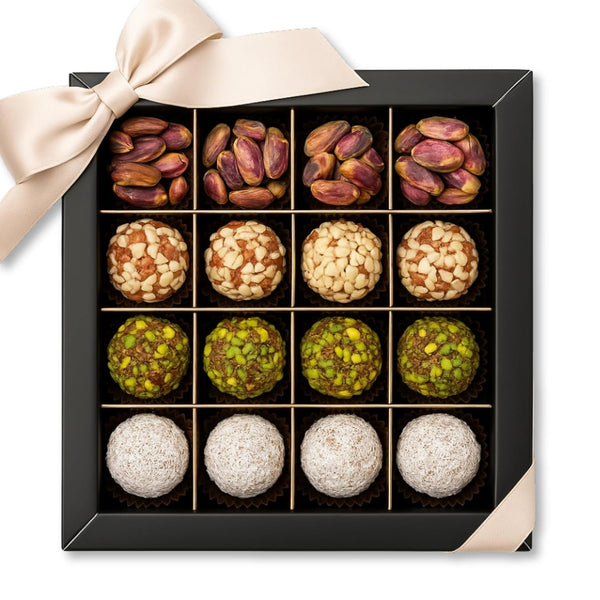 ANDY ANAND CHOCOLATIER Natural Truffles Gift Box With Pistachio, Hazelnut & Coconut,