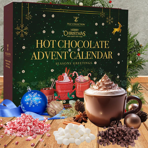 2025 24 Set Hot Chocolate Advent Calendar - Gourmet Luxury Hot Chocolate Selection Variety Flavours - Food Advent