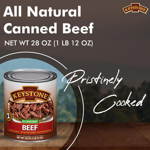 28 Pack 1 Keystone Meats All Natural Canned Beef Ounce Long Term Shelf Life Emergency Survival Food Canned Meat | Fully
