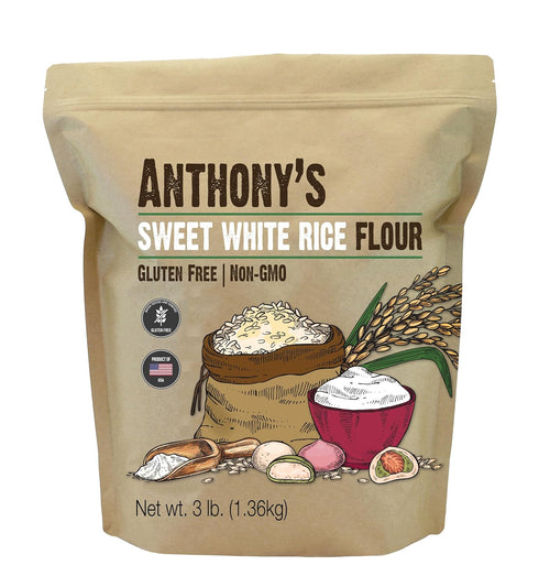 3 lb, Anthony's Sweet White Rice Flour, Glutinous Rice Flour, Gluten Free, Non GMO, Product of the USA