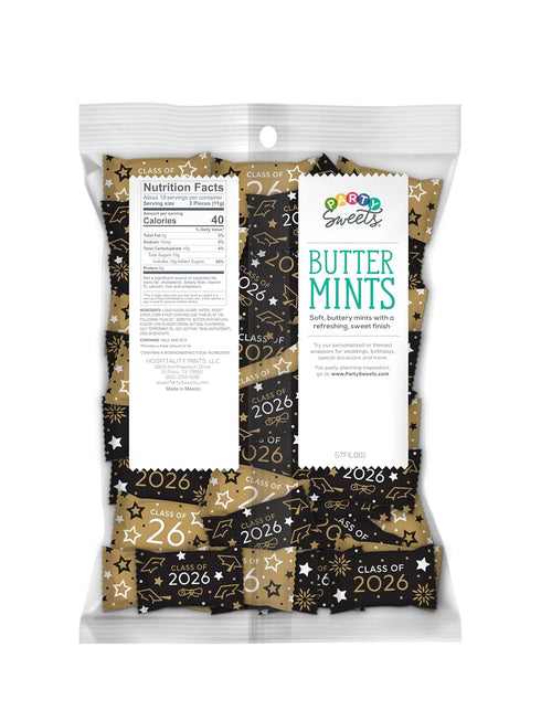 2026 300 7-Ounce (Pack 6) Party Sweets Graduation Buttermints by Hospitality Mints, Appx mints, Delightful Favor, Bags