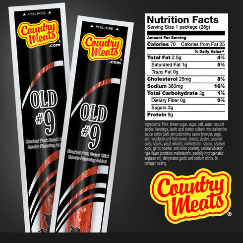 Country 0 (10 #9) Meats, Meat Sticks, USDA Certified, Trans Fat, Low Carb, High Protein, Keto Snack, Keto Friendly Meat