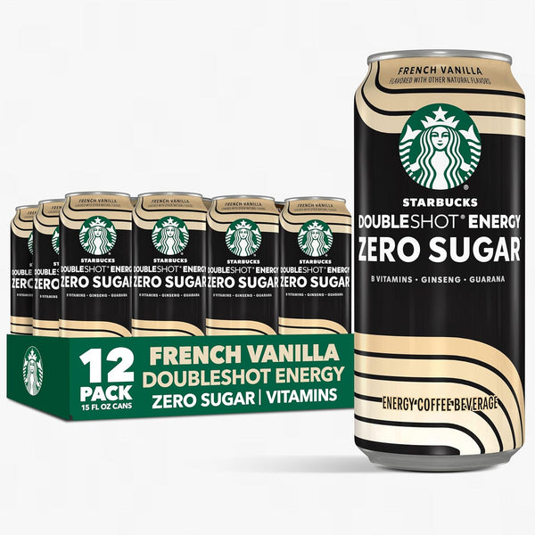 Starbucks Doubleshot Zero Sugar Coffee Energy Drink, French Vanilla, 15 fl oz