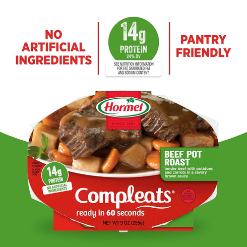 9 (Pack 6) HORMEL COMPLEATS Beef Pot Roast Microwave Tray, Ounces