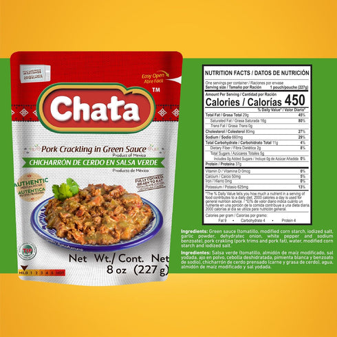Pack, 8.8 oz (Pack 6) Chata Variety Mexican Shredded Meats with Pork, Chicken, Turkey and Pork Crackling