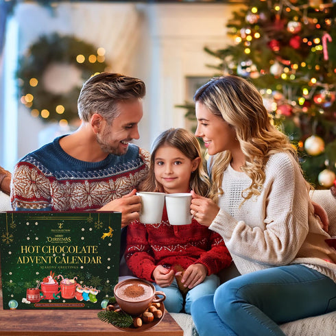 2025 24 Set Hot Chocolate Advent Calendar - Gourmet Luxury Hot Chocolate Selection Variety Flavours - Food Advent