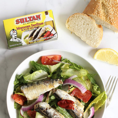 100% 4.37oz (Pack 10) Sultan Moroccan Season Sardines in Oil with Chili Peppers, All-Natural, High Protein, No