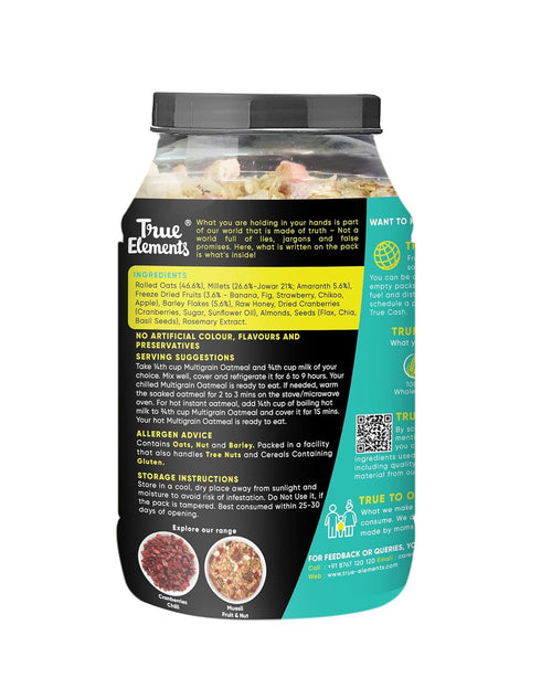 35 Oz True Elements Multigrain Oatmeal - With goodness of Oats & Flakes | No Added Sugar | Oatmeal for Breakfast
