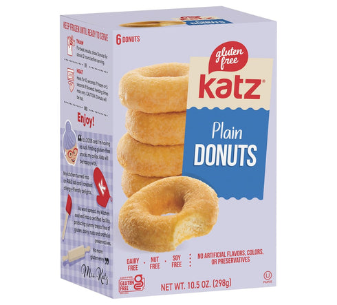 Katz Gluten Free Plain Donuts. Ready to Finish, Free of Soy, Sesame,