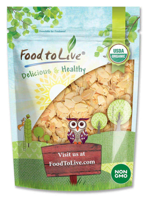 Food to Live - Organic Toasted Blanched Sliced Almonds, 6 Ounces Unsalted