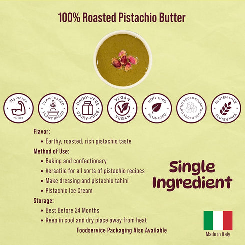 100% 90 Absolutely Nuts Roasted Pistachio Cream No Sugar Pure Green Pistachio Paste, Unsweetened Gourmet Nut Butter
