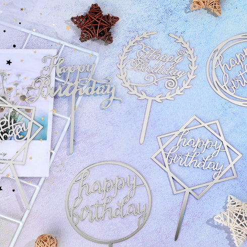 12 Pieces Acrylic Happy Birthday Cake Topper - Glitter Birthday Cupcake Topper Pick Decorations for Birthday Party Cake