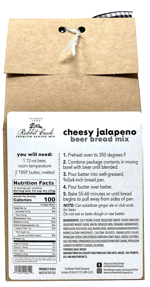 Pack 3 Rabbit Creek Beer Bread Mix Variety of Cheesy Jalapeno, Cheddar Bacon & Cheesy Garlic Beer Bread Mix