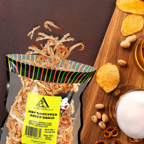 (16 oz.) Spicy Hot Saki Ika Dried Cuttlefish Snack | Hawaiian Seafood Jerky | High-Protein, Low-Fat, Low-Calorie