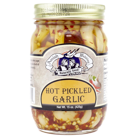 15 (2 Amish Wedding All-Natural Hot and Sweet Pickled Garlic Ounces Jars)