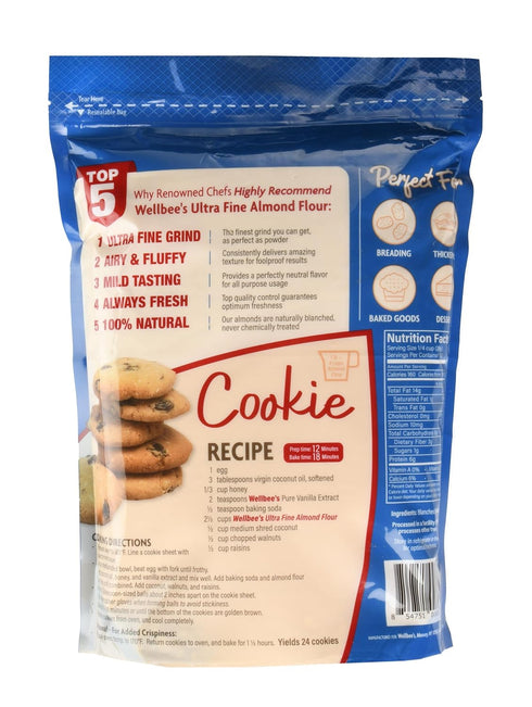 Wellbee's 5 lbs Almond Flour, Extra Fine, Gluten Free, Blanched, Low Carb, All Purpose