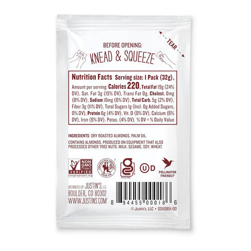 JUSTIN'S Classic Gluten-Free Almond Butter Squeeze Packs, 1.15 Ounce (Pack of 10)