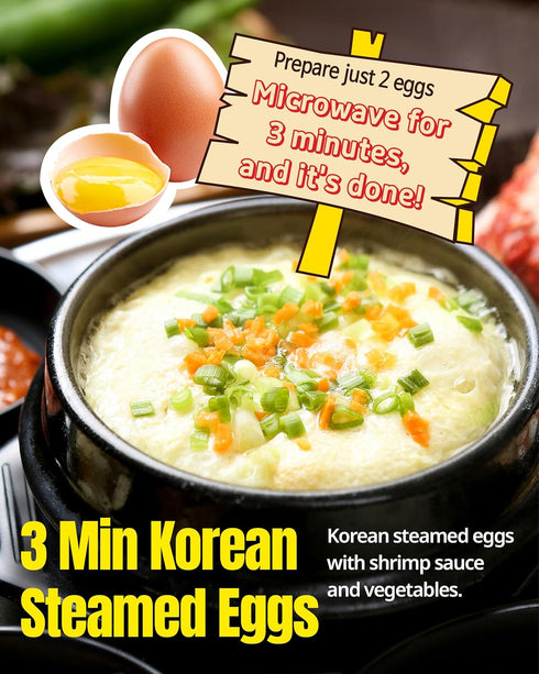 3 12 Pack Korean Steamed Egg Kit Cup with Salted Shrimp Sauce - Korean Food Ready in just Minutes Quick & Easy