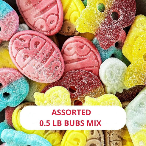 Gummies 1 (0.5 LB) Bubs Swedish Candy Mix - Big Ovals, Skulls, and More - Sweet and Sour Swedish - Pound of Godis From