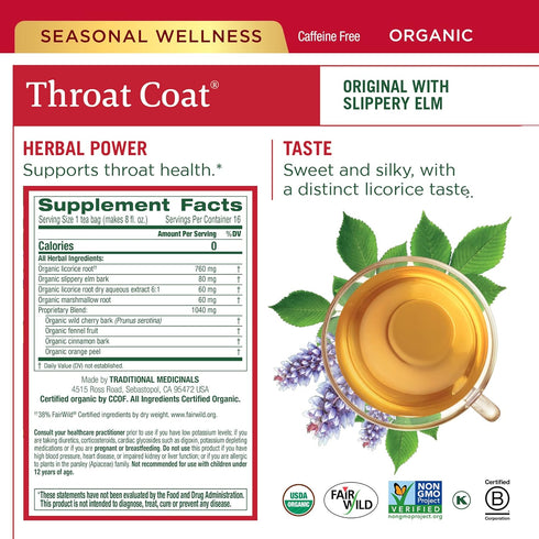 Pack, 96 (6 Pack) Traditional Medicinals Tea Organic Seasonal Care Variety Throat Coat, Echinacea, Breathe Easy