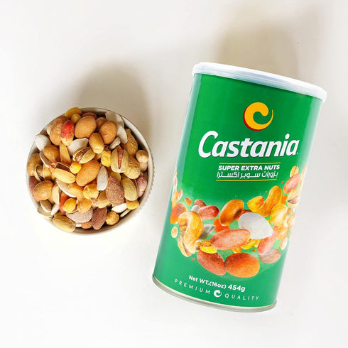 16oz Castania Lebanese Mixed Nuts, Super Extra Mix with Pistachios, Almonds, Cashews, Hazelnuts, Peanuts, Pumpkin