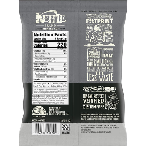 1.5 Oz (Pack 24) Kettle Brand Potato Chips, Krinkle Cut, Salt & Fresh Ground Pepper Kettle Chips