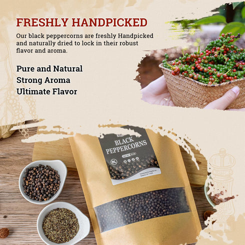 52USA 12 oz 2 lb 2 Set Whole Black Peppercorns + Himalayan Pink Salt (Coarse Grain) - Salt and Pepper Grinder, Black