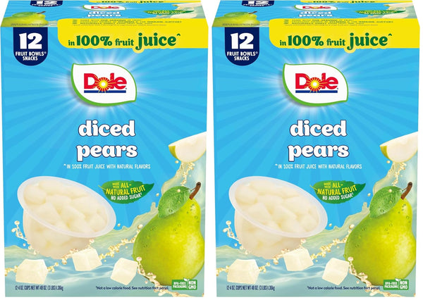Dole Diced Pears in 100% Juice - Dole Fruit Bowls Snacks -