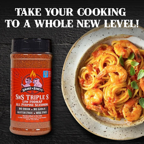 Smoke n Sanity SnS Triple S Certified Low FODMAP All Purpose Seasoning - Gluten Free, Dairy Free, No Garlic, No Onion
