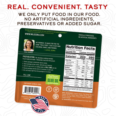 10g Packet (3-Pack) Wild Zora Instant Organic Quinoa Meals - Quick & Tasty Prepared Quinoa Bowls, Pantry Staples
