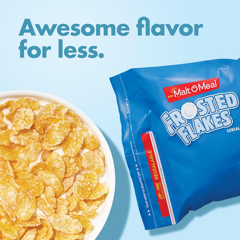 30 oz Malt-O-Meal Frosted Flakes Breakfast Cereal, Family Size, Resealable Bulk Bag