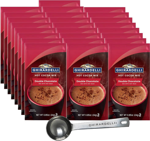 Ghirardelli Double Chocolate Hot Cocoa Mix, Approximately 0.85 oz Packets (Pack of