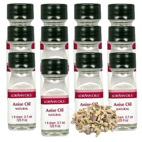 LorAnn Anise Oil Super Strength Natural Flavor, 1 dram bottle (.0125 fl oz - 3.7 ml) - 12 pack