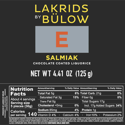 4.4 oz LAKRIDS BY BLOW - E - Slamiak - - Chocolate Coated Gourmet Licorice - Authentic Scandinavian Candy Produced