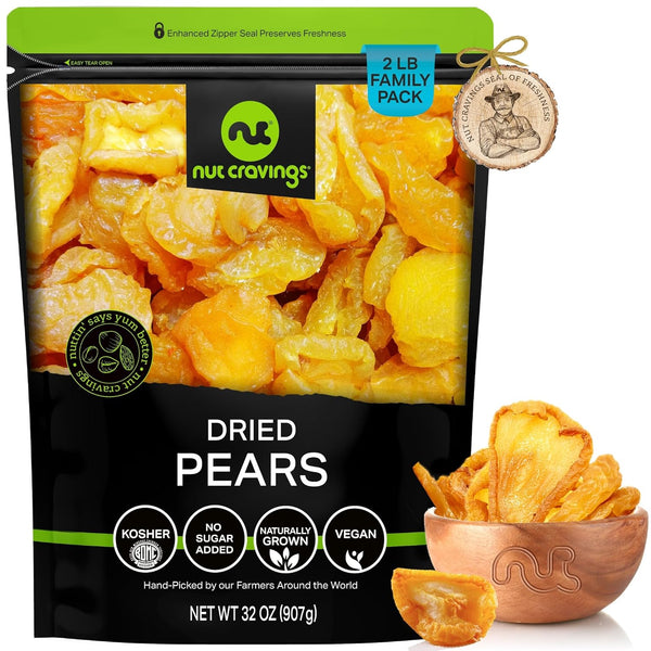 NUT CRAVINGS - Dried California Pears, No Sugar Added, Unsweetened (32oz, 2