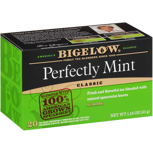 Bigelow Tea Perfectly Mint Black Tea, Caffeinated with Spearmint, 20 Count Box