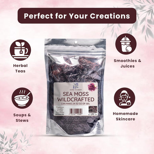 Purple Sea Moss – 4oz, 100% Wildcrafted from Saint Lucia Raw and Dried Vegan Superfood with 90+ Minerals, Non-GMO