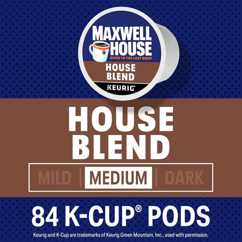 84 Maxwell House House Blend Medium Roast K-Cup Coffee Pods, ct Box