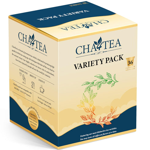 Cha4TEA 36-Count 6 Flavors Variety Pack Tea for Keurig K-Cup Brewers, Including