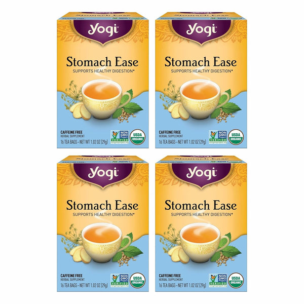 Yogi Tea Stomach Ease - 16 Bags per Pack (4 Packs) -