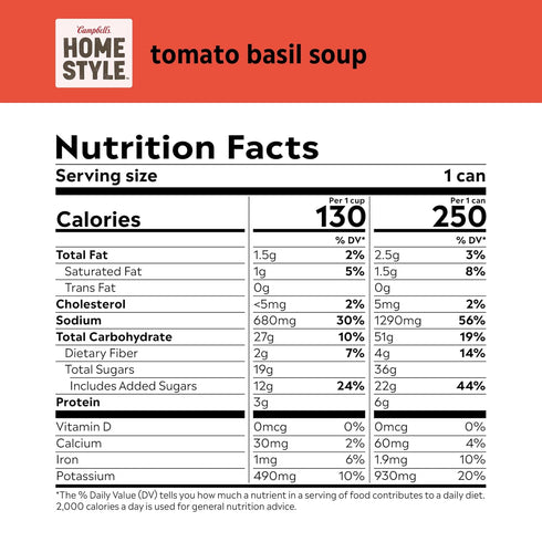 Campbell's Homestyle 16.3 oz (Pack 5) Campbells Homestyle Tomato Basil Soup, Can