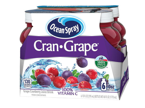 10 Oz 6 Count Ocean Spray Cran-Grape Cranberry Grape Juice Drinks, Fl Bottles