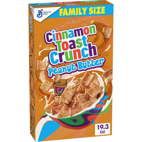 Cinnamon Toast Crunch Peanut Butter Breakfast Cereal, Crispy Cinnamon Cereal, Family Size,
