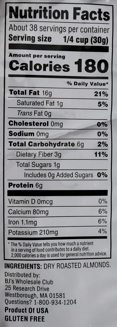 Wellsley Farms 40 Unsalted Almonds Dry Roasted, Ounce