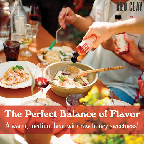 100% 9 oz Red Clay Hot Honey - Gluten Free - Paleo Spicy Honey - Pure, Raw Wildflower Honey - Infused Honey
