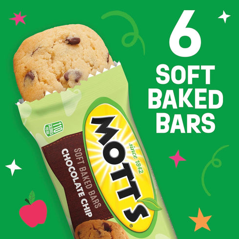 6 5.76 oz Mott's Soft Baked Bars, Chocolate Chip, Made with Applesauce, Ct
