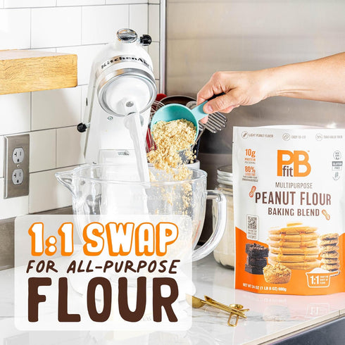 PBfit Peanut Flour Baking Blend - 24 oz, Gluten Free, Non-GMO, 10g Protein, 80% Less Fat than Almond Flour