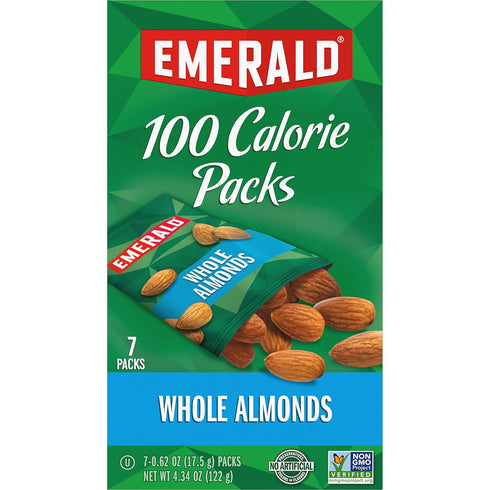 Emerald 34325 100 Pack 0.63oz Packs, 7/Box Calorie All Natural Almonds