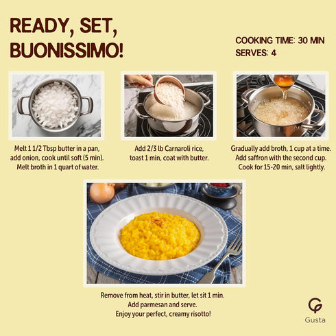 5 Gusta Risotto alla Milanese Meal Kit - Made in Italy - Gourmet Italian Food Lovers - Italian Gift Basket Gourmet