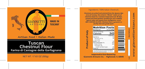 (2-pack 1lb 2025 Giannetti Artisans Italian Chestnut Flour - Stone Chamber Roasted Chestnuts - of bags) - Nov. Batch